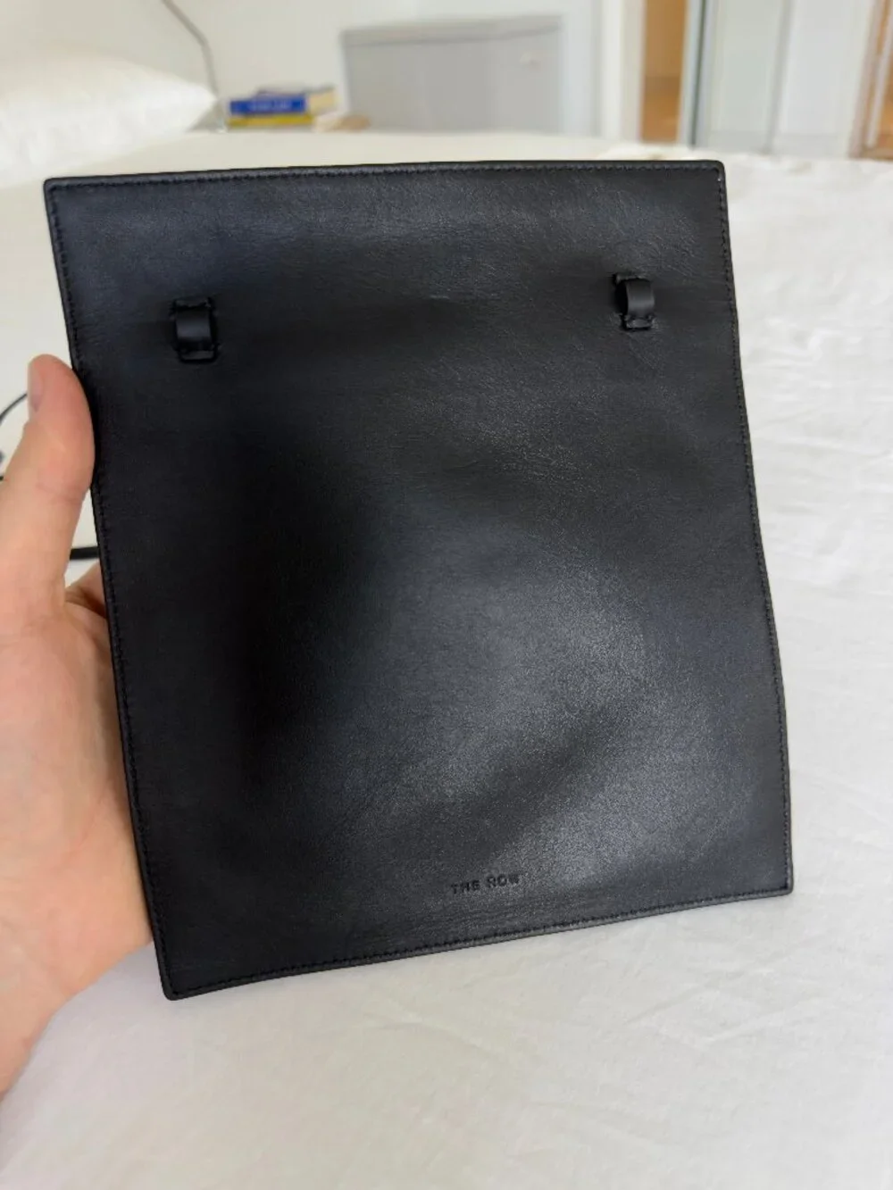 The Row Black Leather Bag with Removable Shoulder Strap